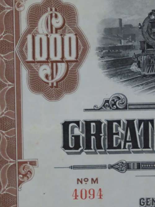 1926 Great Northern Railway Company, $1000 Gold Bond Certificate 4094