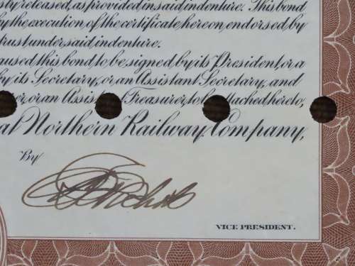 1926 Great Northern Railway Company, $1000 Gold Bond Certificate 4094