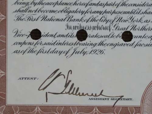 1926 Great Northern Railway Company, $1000 Gold Bond Certificate 4098
