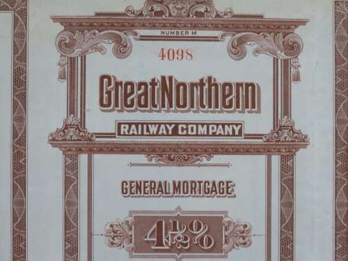 1926 Great Northern Railway Company, $1000 Gold Bond Certificate 4098