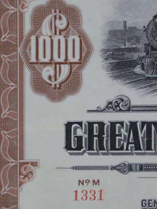 1926 Great Northern Railway Company, $1000 Gold Bond Certificate 1331