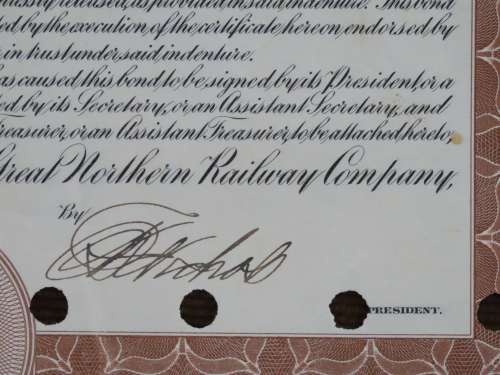 1926 Great Northern Railway Company, $1000 Gold Bond Certificate 7626
