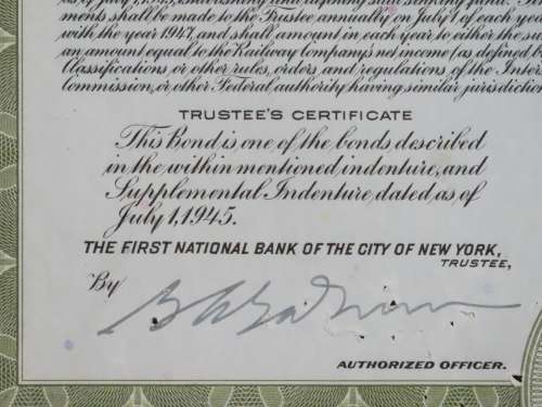 1945 Great Northern Railway Company, $1000 Gold Bond Certificate 17691
