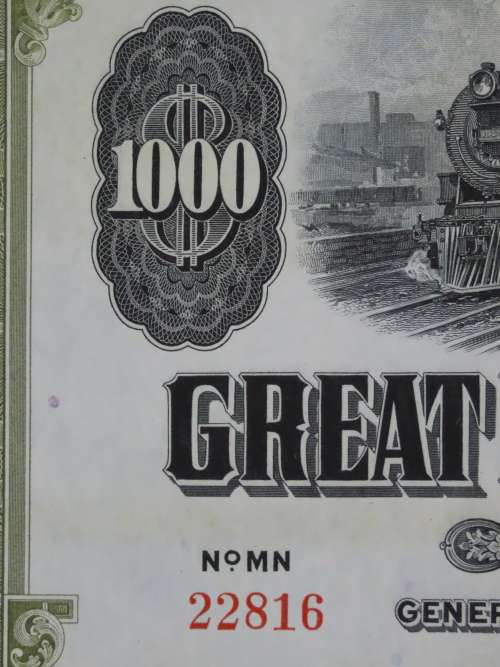 1945 Great Northern Railway Company, $1000 Gold Bond Certificate 22816