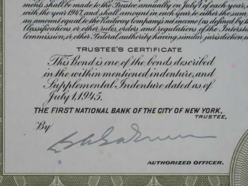 1945 Great Northern Railway Company, $1000 Gold Bond Certificate 3336