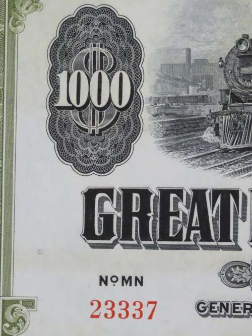 1945 Great Northern Railway Company, $1000 Gold Bond Certificate 23337