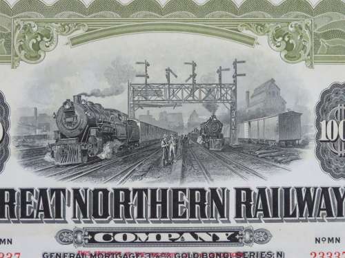 1945 Great Northern Railway Company, $1000 Gold Bond Certificate 23337