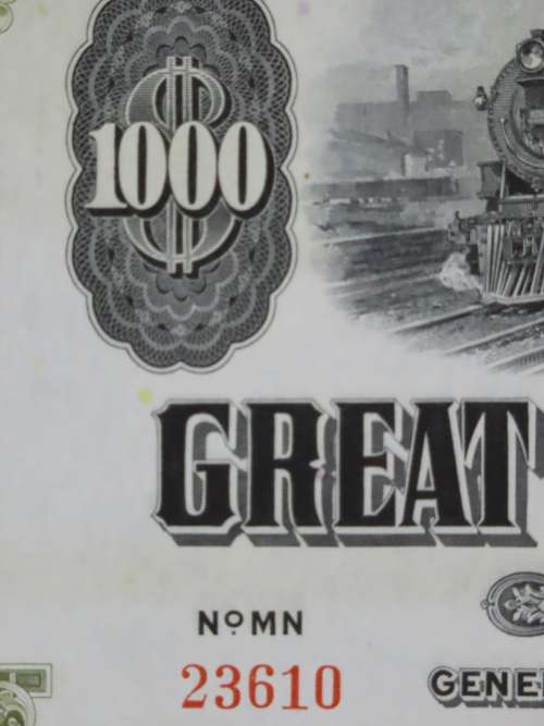 1945 Great Northern Railway Company, $1000 Gold Bond Certificate 23610