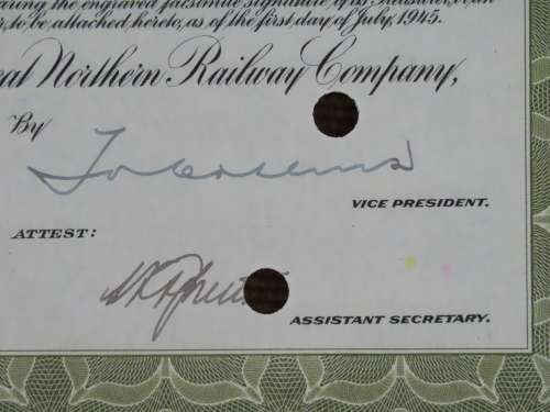 1945 Great Northern Railway Company, $1000 Gold Bond Certificate 3334