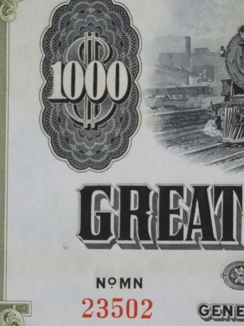 1945 Great Northern Railway Company, $1000 Gold Bond Certificate 23502