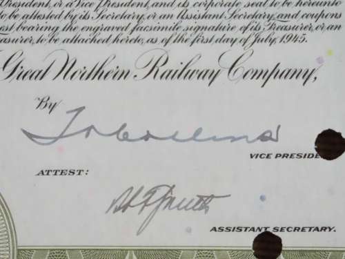 1945 Great Northern Railway Company, $1000 Gold Bond Certificate 23502