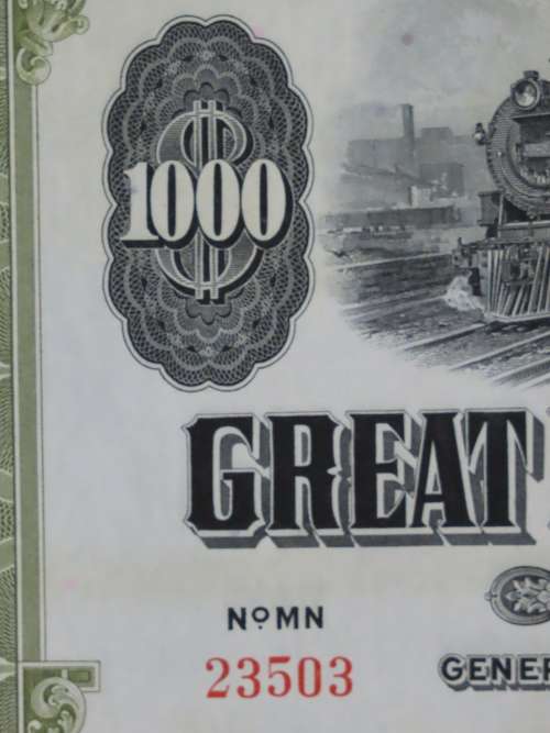 1945 Great Northern Railway Company, $1000 Gold Bond Certificate 23503