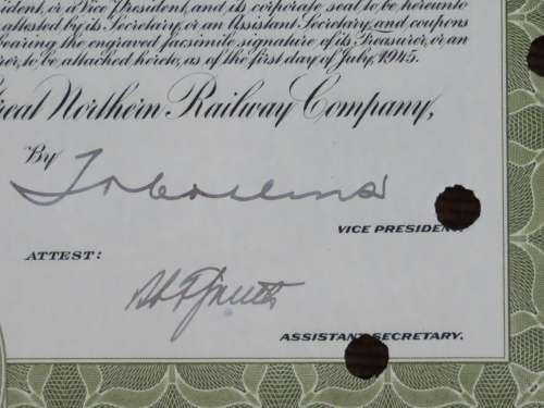 1945 Great Northern Railway Company, $1000 Gold Bond Certificate 23503