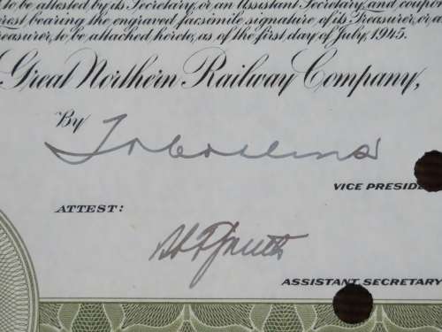 1945 Great Northern Railway Company, $1000 Gold Bond Certificate 23505