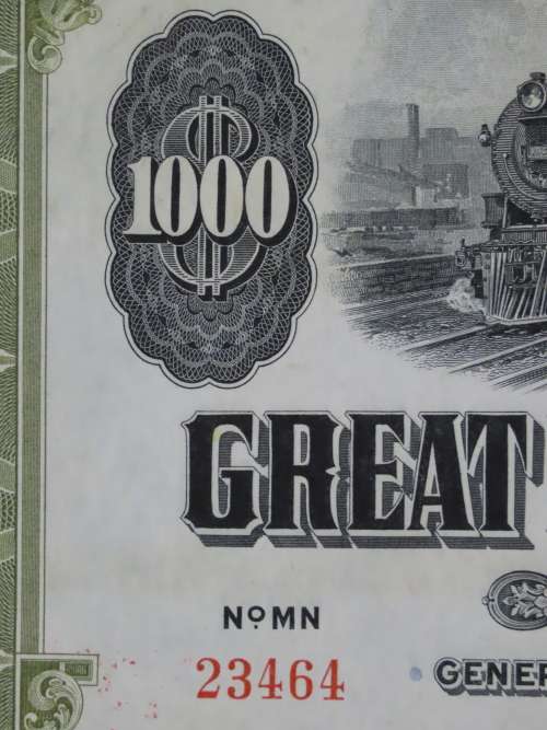 1945 Great Northern Railway Company, $1000 Gold Bond Certificate 23464