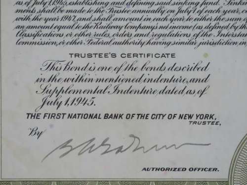 1945 Great Northern Railway Company, $1000 Gold Bond Certificate 23464