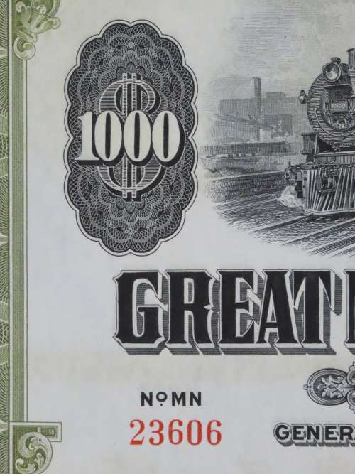 1945 Great Northern Railway Company, $1000 Gold Bond Certificate 23606