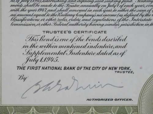 1945 Great Northern Railway Company, $1000 Gold Bond Certificate 23606