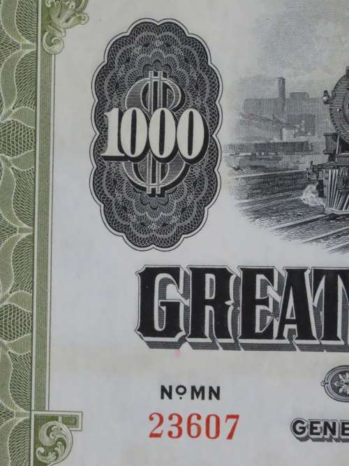 1945 Great Northern Railway Company, $1000 Gold Bond Certificate 23607