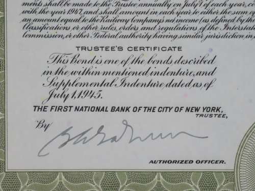 1945 Great Northern Railway Company, $1000 Gold Bond Certificate 23607