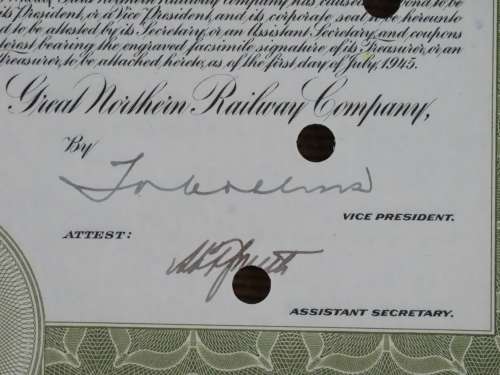 1945 Great Northern Railway Company, $1000 Gold Bond Certificate 23607
