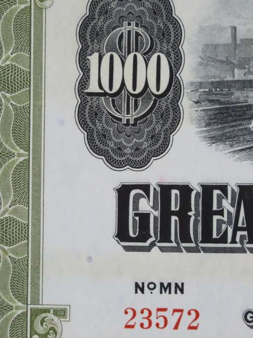 1945 Great Northern Railway Company, $1000 Gold Bond Certificate 23572