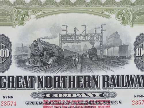 1945 Great Northern Railway Company, $1000 Gold Bond Certificate 23574