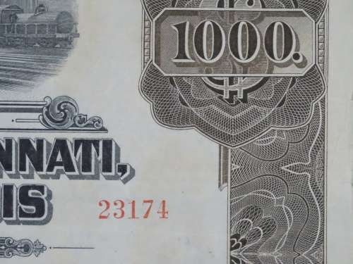 1925 Pittsburgh Cincinati Chicago and St Louis Railroad Company, $1000 Gold Bond Certificate 23174