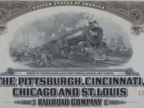 1925 Pittsburgh Cincinati Chicago and St Louis Railroad Company, $1000 Gold Bond Certificate 17271