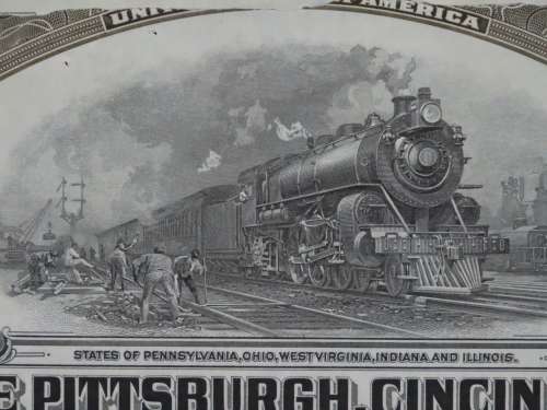 1925 Pittsburgh Cincinati Chicago and St Louis Railroad Company, $1000 Gold Bond Certificate 6182
