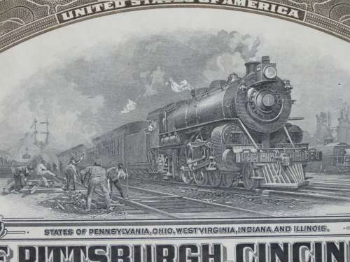 1925 Pittsburgh Cincinati Chicago and St Louis Railroad Company, $1000 Gold Bond Certificate 21107