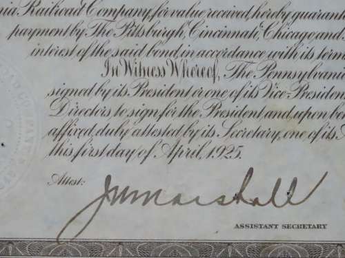 1925 Pittsburgh Cincinati Chicago and St Louis Railroad Company, $1000 Gold Bond Certificate 23759