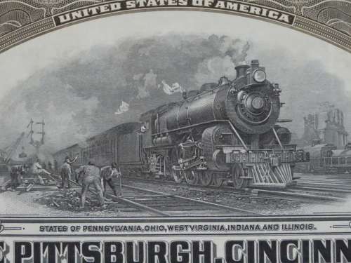 1925 Pittsburgh Cincinati Chicago and St Louis Railroad Company, $1000 Gold Bond Certificate 21803