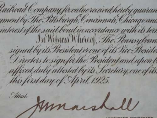 1925 Pittsburgh Cincinati Chicago and St Louis Railroad Company, $1000 Gold Bond Certificate 21803