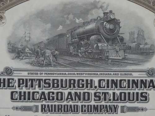 1925 Pittsburgh Cincinati Chicago and St Louis Railroad Company, $1000 Gold Bond Certificate 7731