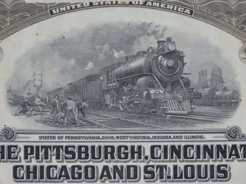 1925 Pittsburgh Cincinati Chicago and St Louis Railroad Company, $1000 Gold Bond Certificate 19370
