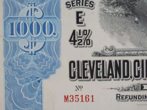 1927 Cleveland Cincinnati Chicago and St Louis Railway Company, $1000 Bond Certificate M35161
