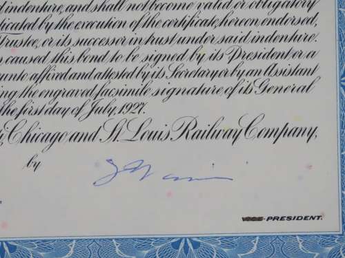 1927 Cleveland Cincinnati Chicago and St Louis Railway Company, $1000 Bond Certificate M35161