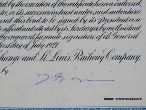 1927 Cleveland Cincinnati Chicago and St Louis Railway Company, $1000 Bond Certificate M35550