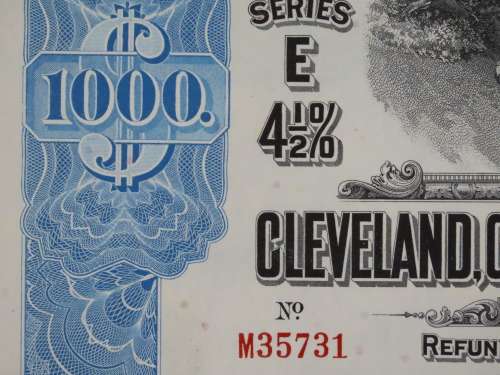 1927 Cleveland Cincinnati Chicago and St Louis Railway Company, $1000 Bond Certificate M35731