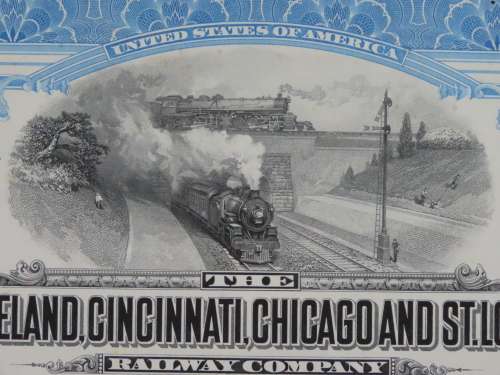 1927 Cleveland Cincinnati Chicago and St Louis Railway Company, $1000 Bond Certificate M40762