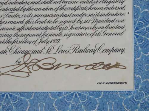 1927 Cleveland Cincinnati Chicago and St Louis Railway Company, $1000 Bond Certificate M14411
