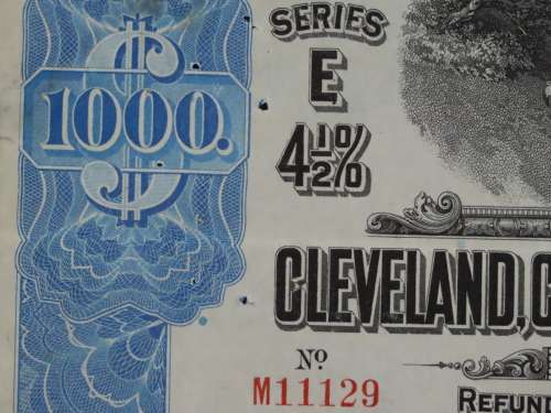 1927 Cleveland Cincinnati Chicago and St Louis Railway Company, $1000 Bond Certificate M11129