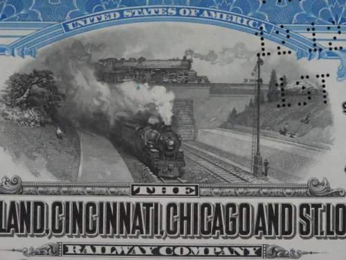 1927 Cleveland Cincinnati Chicago and St Louis Railway Company, $1000 Bond Certificate M37952
