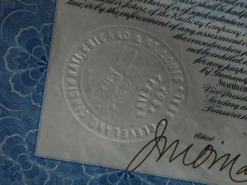 1927 Cleveland Cincinnati Chicago and St Louis Railway Company, $1000 Bond Certificate M35918