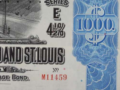 1927 Cleveland Cincinnati Chicago and St Louis Railway Company, $1000 Bond Certificate M11459