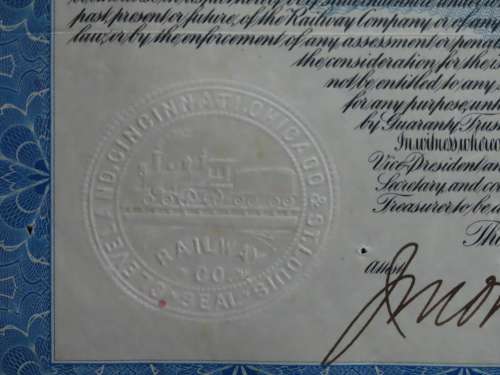 1927 Cleveland Cincinnati Chicago and St Louis Railway Company, $1000 Bond Certificate M11459