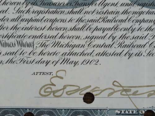 1902 The Michigan Central Railroad Company, $1000 Gold Bond Certificate 5571