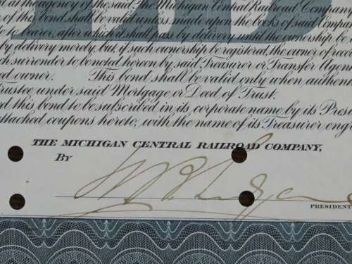 1902 The Michigan Central Railroad Company, $1000 Gold Bond Certificate 4426