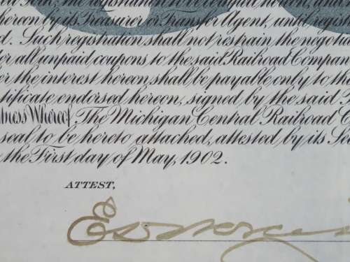 1902 The Michigan Central Railroad Company, $1000 Gold Bond Certificate 4427